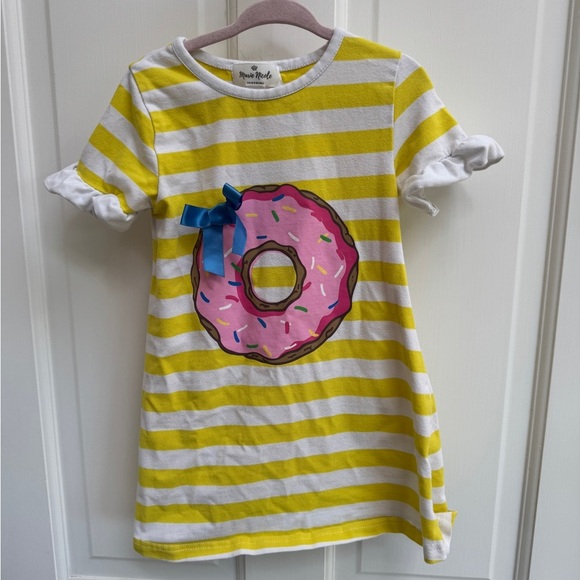 Marie Nicole Other - Marie Nicole 3T Size S Yellow Striped Short Sleeve Dress with Donut Print